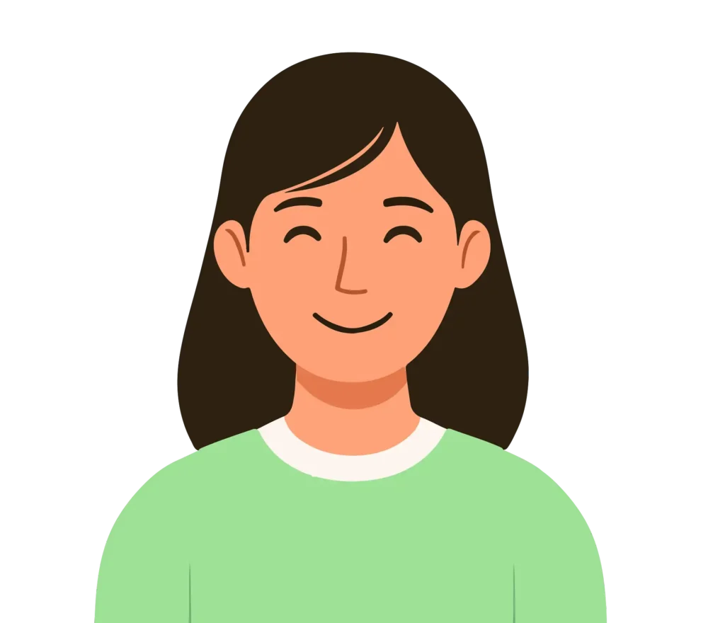 This illustration is of a girl who appears to be happy.